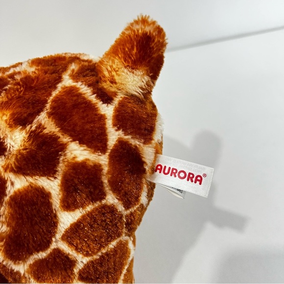 Aurora Giraffe Full Body Seating Position Brown Cream Size 14" Soft - Picture 7 of 8